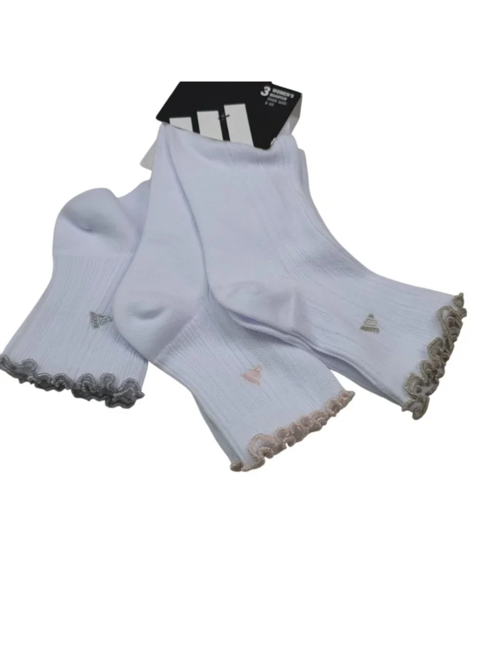 Adidas Womens 3-Pack ClimaCool Superlite Quarter Socks With Ruffle Trim White